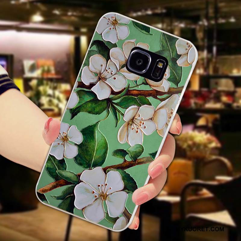 Kuori Samsung Galaxy S7 Edge Kohokuviointi Kustannukset Kukka, Kotelo Samsung Galaxy S7 Edge Silikoni Vihreä Puhelimen Kuoret