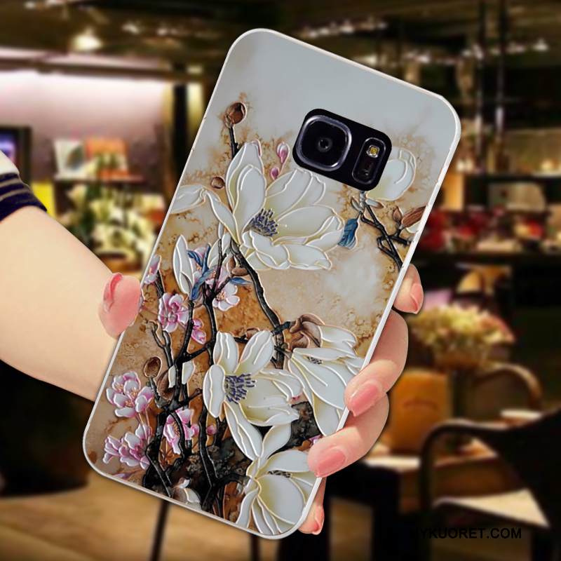 Kuori Samsung Galaxy S7 Edge Kohokuviointi Kustannukset Kukka, Kotelo Samsung Galaxy S7 Edge Silikoni Vihreä Puhelimen Kuoret