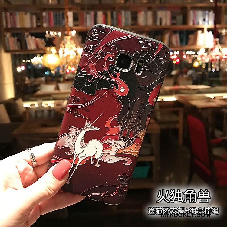 Kuori Samsung Galaxy S7 Edge Kohokuviointi Nosturi Tuuli, Kotelo Samsung Galaxy S7 Edge Pehmeä Neste Musta Puhelimen Kuoret