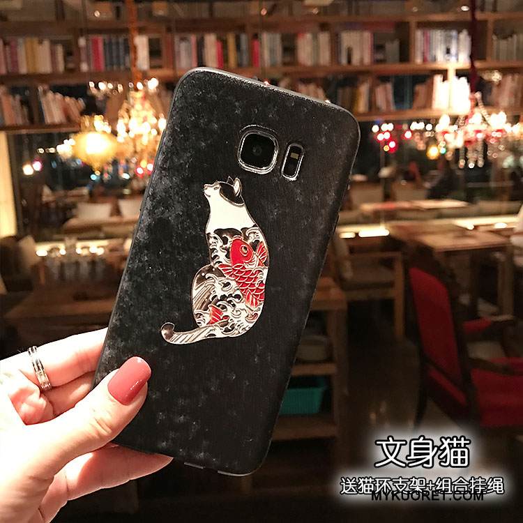 Kuori Samsung Galaxy S7 Edge Kohokuviointi Nosturi Tuuli, Kotelo Samsung Galaxy S7 Edge Pehmeä Neste Musta Puhelimen Kuoret