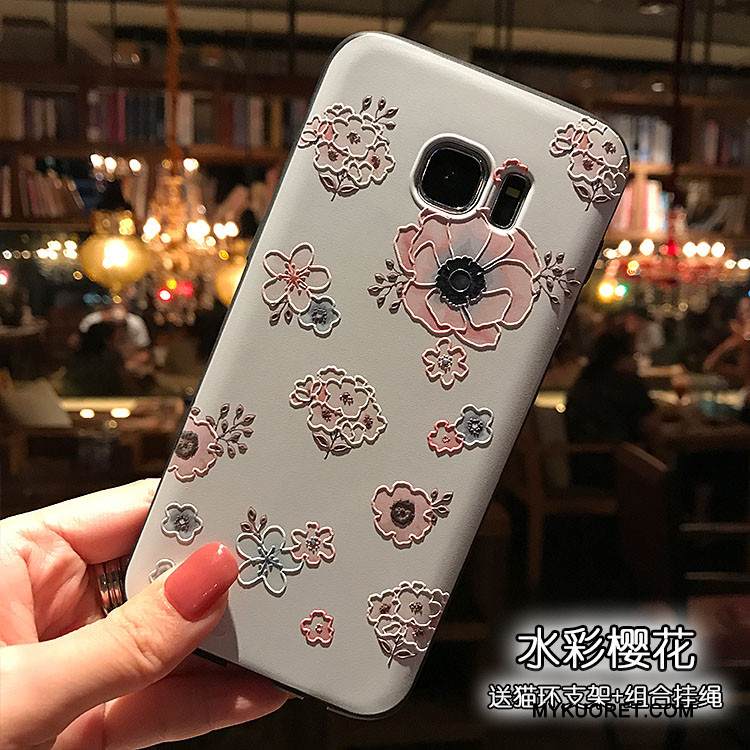 Kuori Samsung Galaxy S7 Edge Kohokuviointi Persoonallisuus Jauhe, Kotelo Samsung Galaxy S7 Edge Pehmeä Neste Musta Pesty Suede