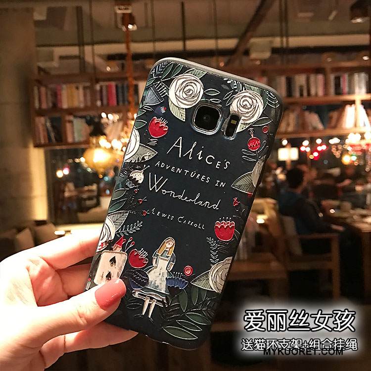 Kuori Samsung Galaxy S7 Edge Kohokuviointi Pieni Musta, Kotelo Samsung Galaxy S7 Edge Pehmeä Neste Pesty Suede Puhelimen Kuoret