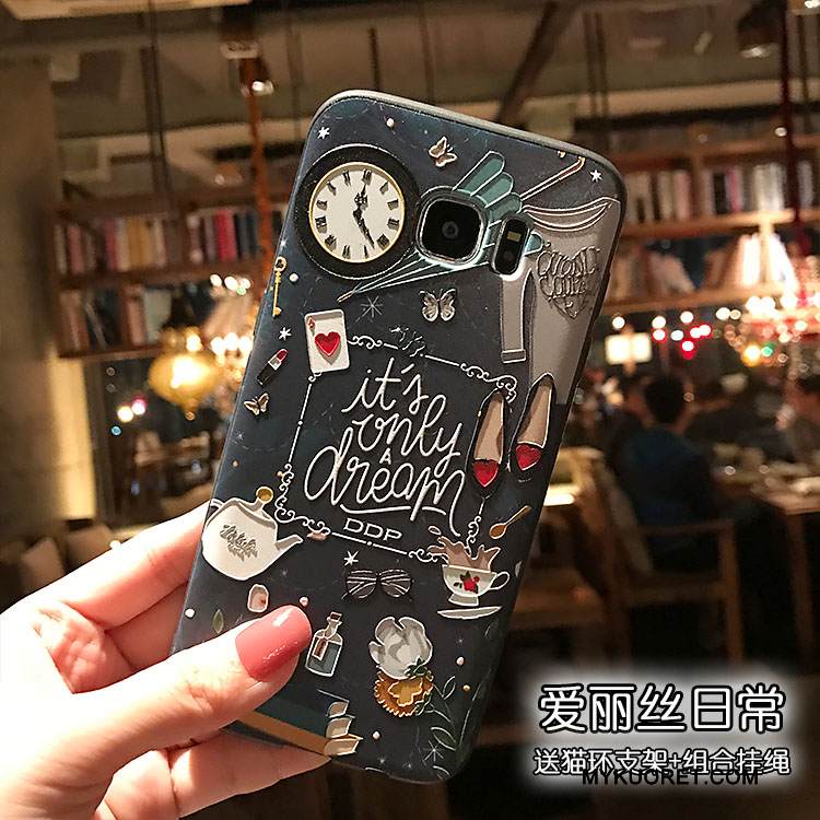 Kuori Samsung Galaxy S7 Edge Kohokuviointi Pieni Musta, Kotelo Samsung Galaxy S7 Edge Pehmeä Neste Pesty Suede Puhelimen Kuoret