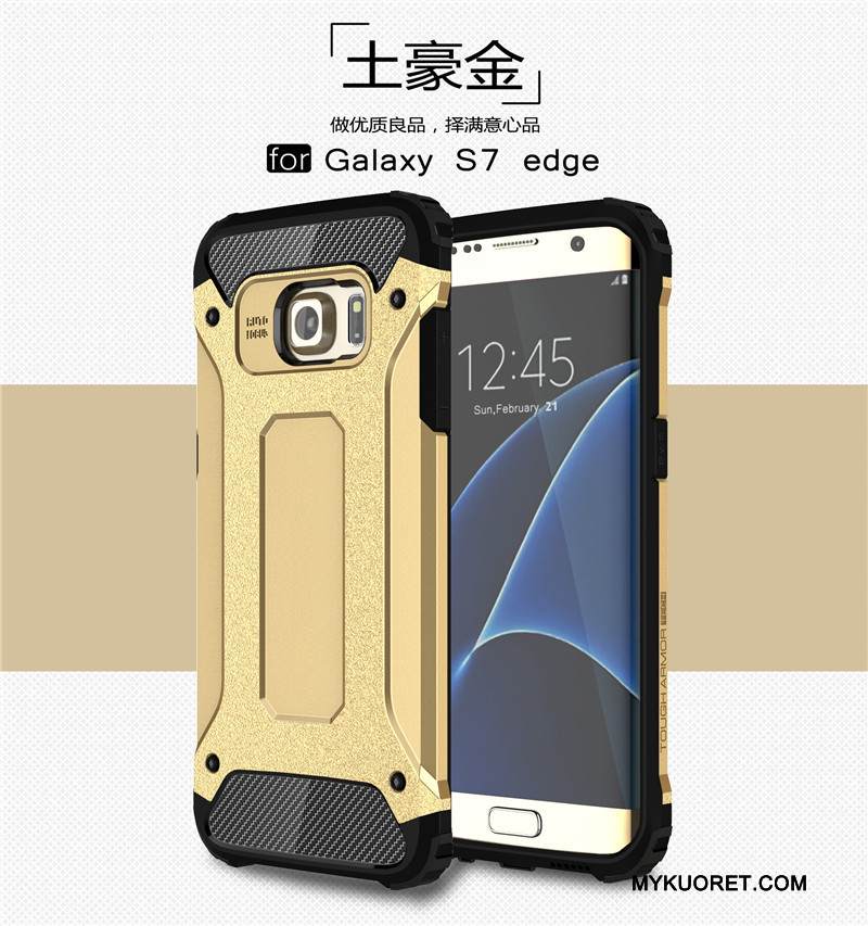 Kuori Samsung Galaxy S7 Edge Laukut Harmaa Kova, Kotelo Samsung Galaxy S7 Edge Silikoni Pesty Suede Double Hame