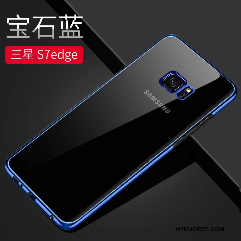 Kuori Samsung Galaxy S7 Edge Laukut Kova Puhelimen Kuoret, Kotelo Samsung Galaxy S7 Edge Suojaus Sininen Läpinäkyvä