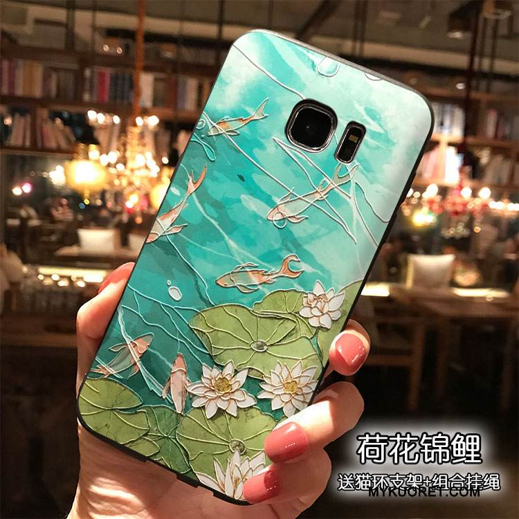 Kuori Samsung Galaxy S7 Edge Laukut Musta Trendi, Kotelo Samsung Galaxy S7 Edge Silikoni Ripustettavat Koristeet Vihreä