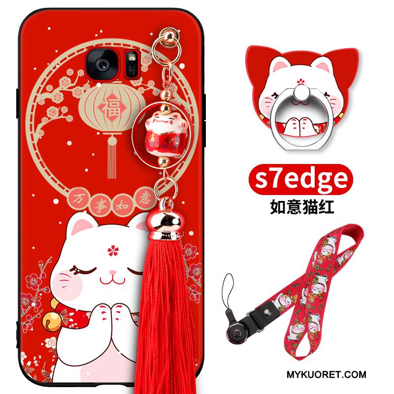 Kuori Samsung Galaxy S7 Edge Laukut Rikkaus Murtumaton, Kotelo Samsung Galaxy S7 Edge Kissa Punainen