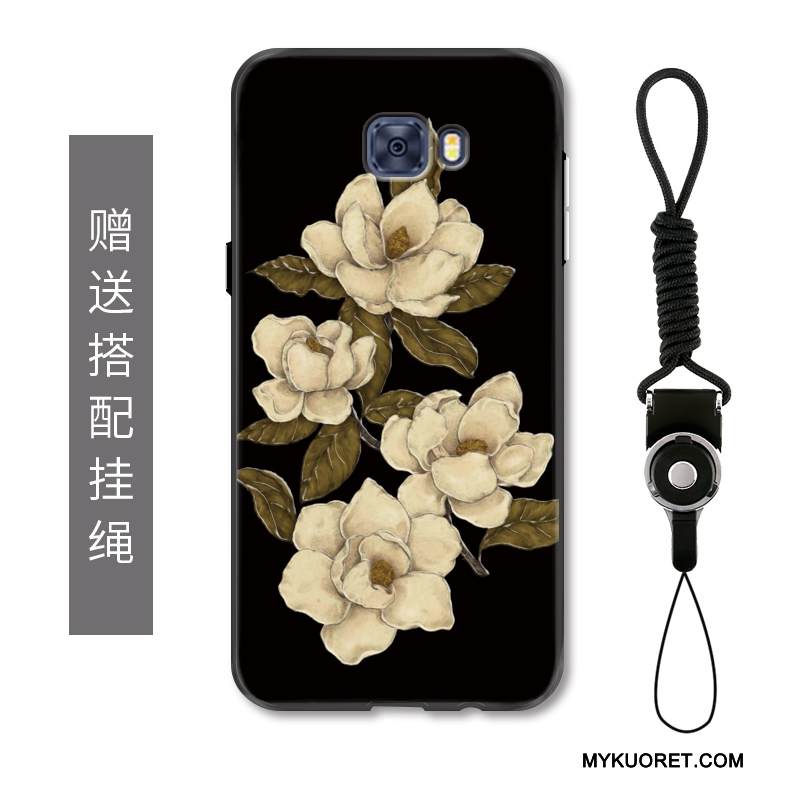 Kuori Samsung Galaxy S7 Edge Laukut Ripustettavat Koristeet Murtumaton, Kotelo Samsung Galaxy S7 Edge Kohokuviointi Kukka Musta