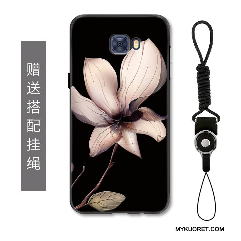 Kuori Samsung Galaxy S7 Edge Laukut Ripustettavat Koristeet Murtumaton, Kotelo Samsung Galaxy S7 Edge Kohokuviointi Kukka Musta