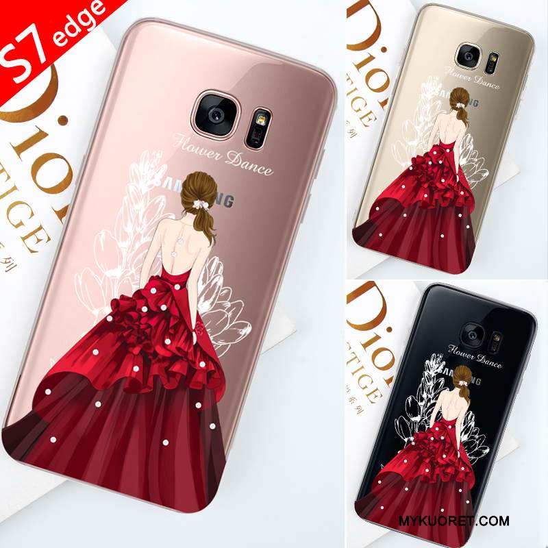 Kuori Samsung Galaxy S7 Edge Luova Persoonallisuus Musta, Kotelo Samsung Galaxy S7 Edge Silikoni Läpinäkyvä Trendi