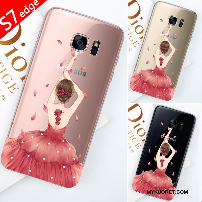 Kuori Samsung Galaxy S7 Edge Luova Persoonallisuus Musta, Kotelo Samsung Galaxy S7 Edge Silikoni Läpinäkyvä Trendi