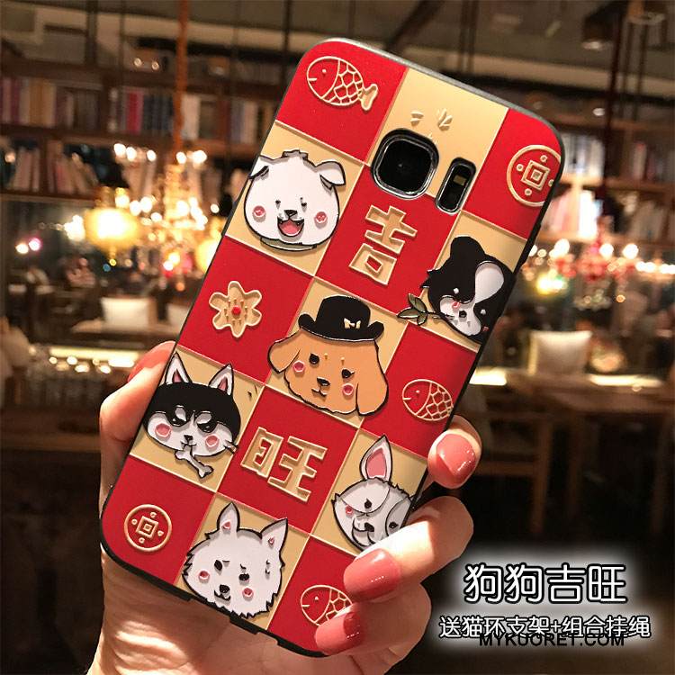 Kuori Samsung Galaxy S7 Edge Luova Puhelimen Kuoret Punainen, Kotelo Samsung Galaxy S7 Edge Silikoni Ripustettavat Koristeet Trendi