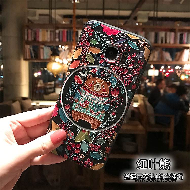 Kuori Samsung Galaxy S7 Edge Monivärinen Kissa Musta, Kotelo Samsung Galaxy S7 Edge Pehmeä Neste Pesty Suede Puhelimen Kuoret