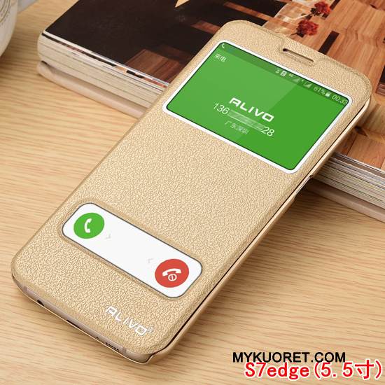 Kuori Samsung Galaxy S7 Edge Nahka Kulta Puhelimen Kuoret, Kotelo Samsung Galaxy S7 Edge Suojaus