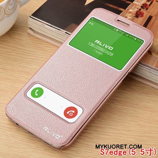 Kuori Samsung Galaxy S7 Edge Nahka Kulta Puhelimen Kuoret, Kotelo Samsung Galaxy S7 Edge Suojaus