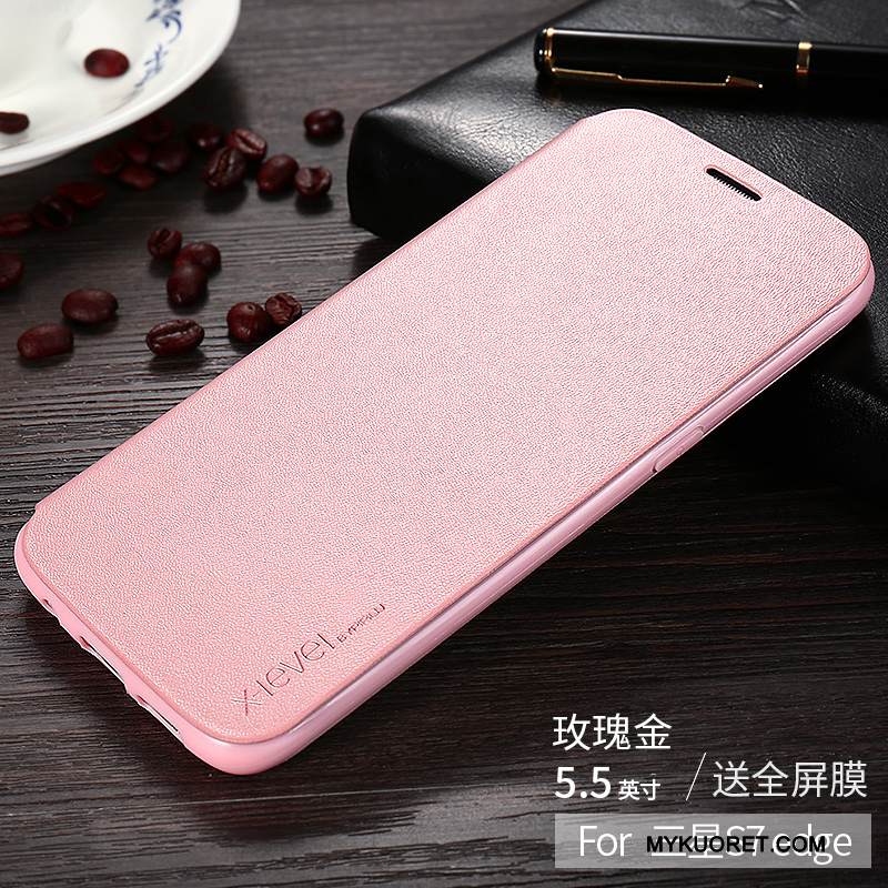 Kuori Samsung Galaxy S7 Edge Nahka Puhelimen Kuoret Murtumaton, Kotelo Samsung Galaxy S7 Edge Suojaus Ultra Kulta