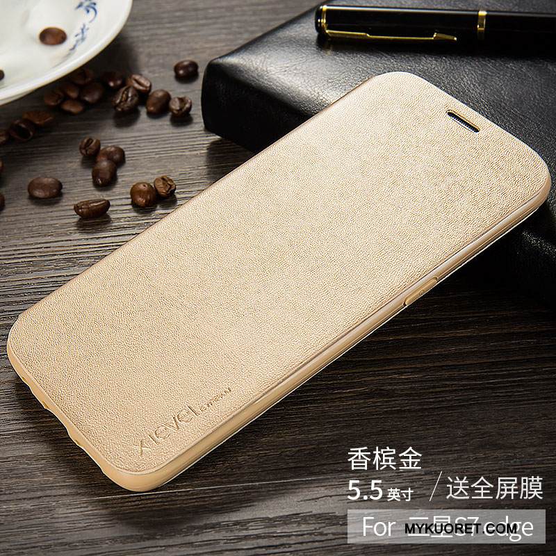 Kuori Samsung Galaxy S7 Edge Nahka Puhelimen Kuoret Murtumaton, Kotelo Samsung Galaxy S7 Edge Suojaus Ultra Kulta
