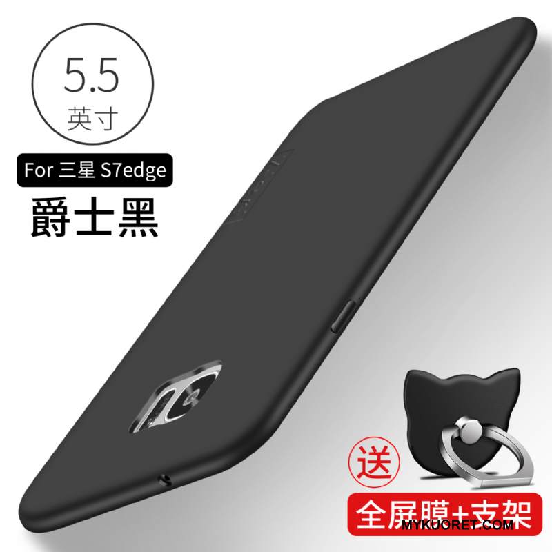 Kuori Samsung Galaxy S7 Edge Pehmeä Neste Musta Puhelimen Kuoret, Kotelo Samsung Galaxy S7 Edge Silikoni Pesty Suede Ohut