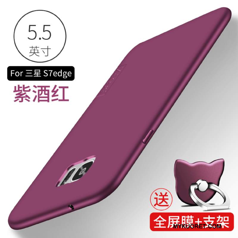 Kuori Samsung Galaxy S7 Edge Pehmeä Neste Musta Puhelimen Kuoret, Kotelo Samsung Galaxy S7 Edge Silikoni Pesty Suede Ohut