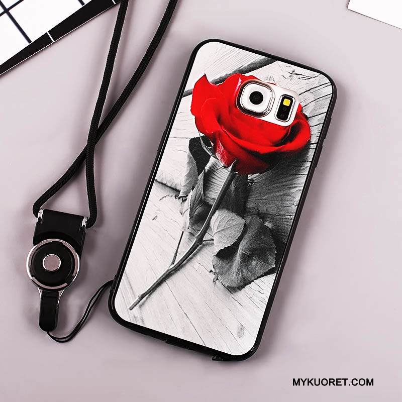 Kuori Samsung Galaxy S7 Edge Pehmeä Neste Rengas Puhelimen Kuoret, Kotelo Samsung Galaxy S7 Edge Suojaus Musta Ripustettavat Koristeet