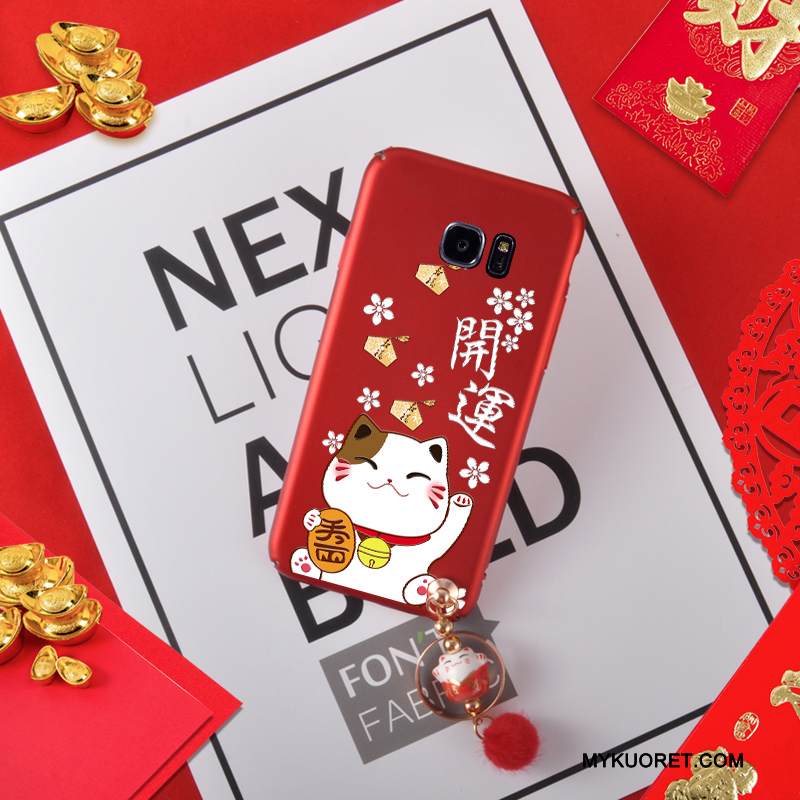 Kuori Samsung Galaxy S7 Edge Ripustettavat Koristeet Murtumaton, Kotelo Samsung Galaxy S7 Edge Punainen Rikkaus