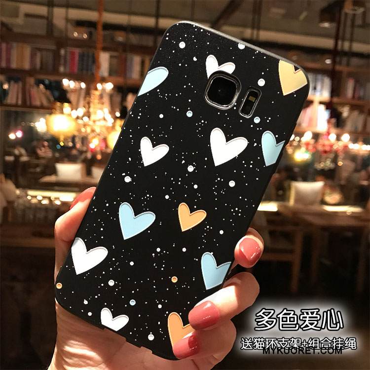 Kuori Samsung Galaxy S7 Edge Silikoni Ihana Musta, Kotelo Samsung Galaxy S7 Edge Luova Ripustettavat Koristeet Puhelimen Kuoret