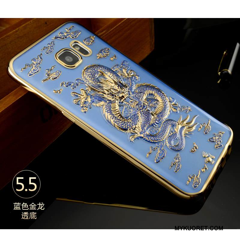 Kuori Samsung Galaxy S7 Edge Silikoni Kulta Puhelimen Kuoret, Kotelo Samsung Galaxy S7 Edge Pehmeä Neste Lohikäärme Musta