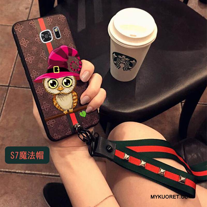 Kuori Samsung Galaxy S7 Edge Silikoni Puhelimen Kuoret Ripustettavat Koristeet, Kotelo Samsung Galaxy S7 Edge Laukut Murtumaton Punainen