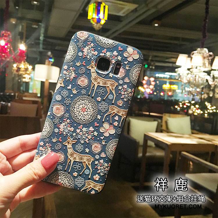 Kuori Samsung Galaxy S7 Edge Silikoni Ripustettavat Koristeet Pesty Suede, Kotelo Samsung Galaxy S7 Edge Tuki Rengas Puhelimen Kuoret