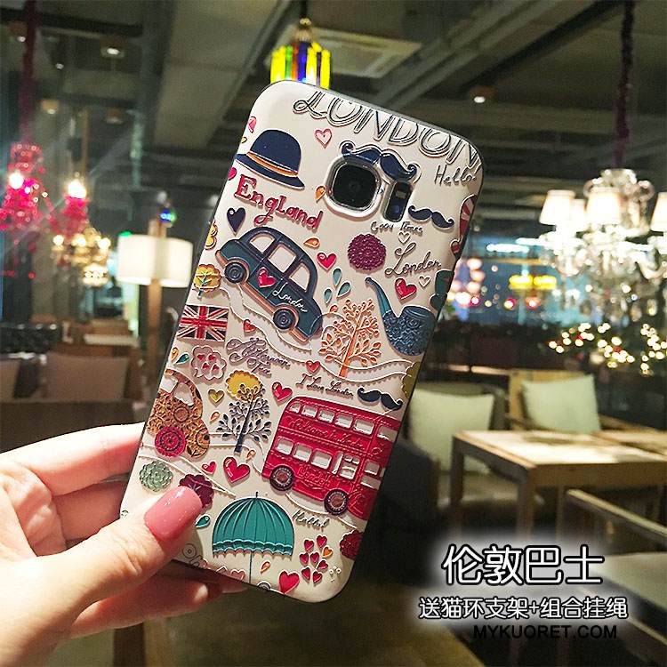 Kuori Samsung Galaxy S7 Edge Silikoni Ripustettavat Koristeet Pesty Suede, Kotelo Samsung Galaxy S7 Edge Tuki Rengas Puhelimen Kuoret