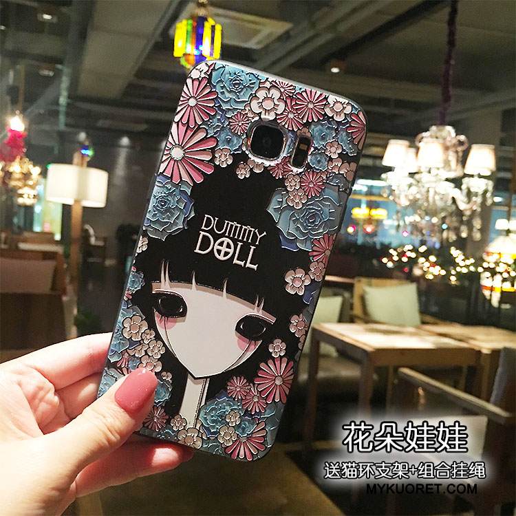 Kuori Samsung Galaxy S7 Edge Silikoni Ripustettavat Koristeet Pesty Suede, Kotelo Samsung Galaxy S7 Edge Tuki Rengas Puhelimen Kuoret