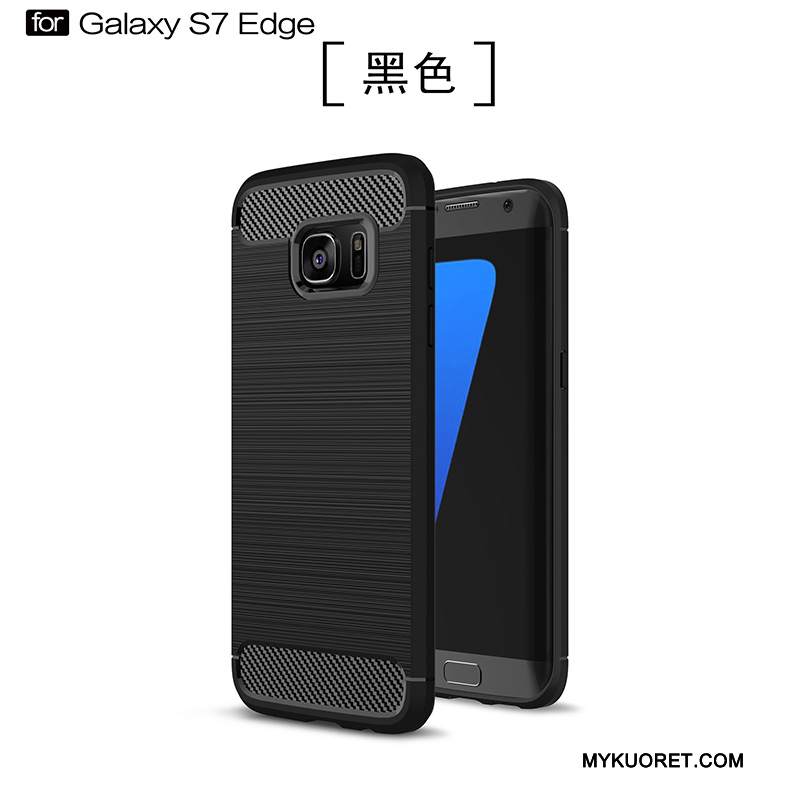 Kuori Samsung Galaxy S7 Edge Silikoni Uusi Murtumaton, Kotelo Samsung Galaxy S7 Edge Laukut Musta Pesty Suede