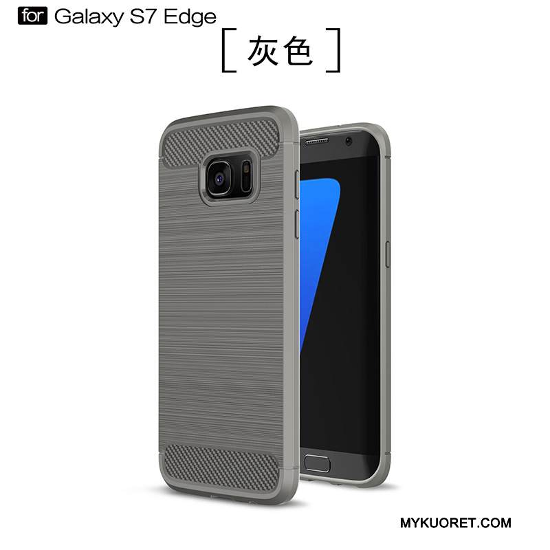 Kuori Samsung Galaxy S7 Edge Silikoni Uusi Murtumaton, Kotelo Samsung Galaxy S7 Edge Laukut Musta Pesty Suede