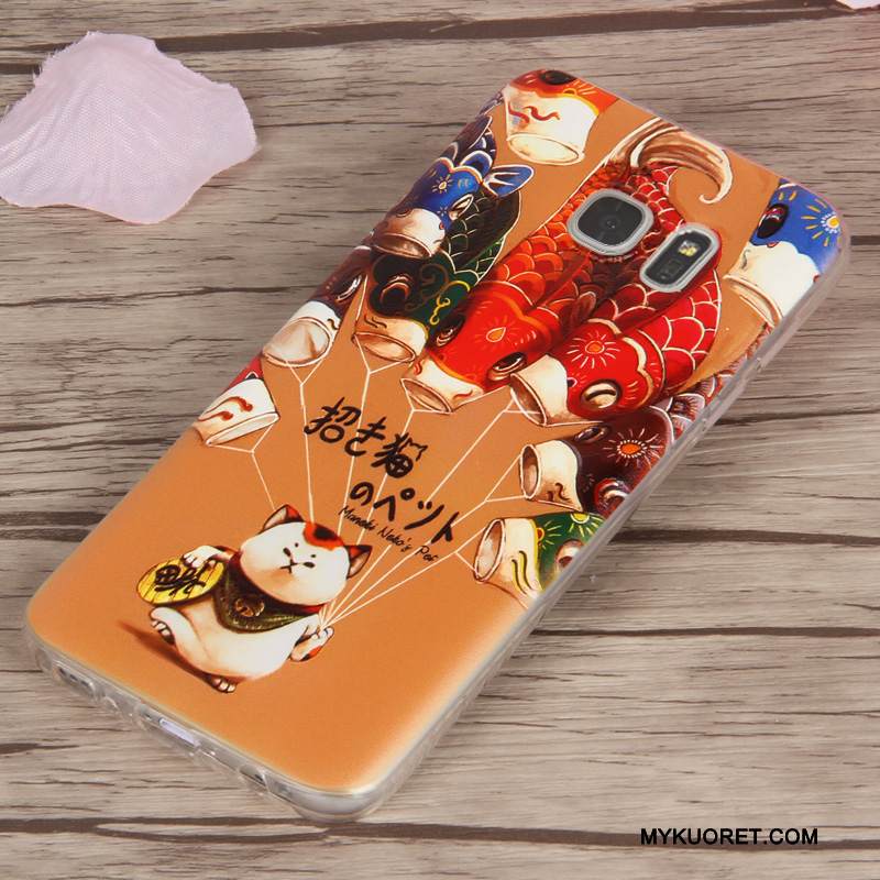 Kuori Samsung Galaxy S7 Edge Suojaus Murtumaton Keltainen, Kotelo Samsung Galaxy S7 Edge Silikoni Läpinäkyvä Puhelimen Kuoret