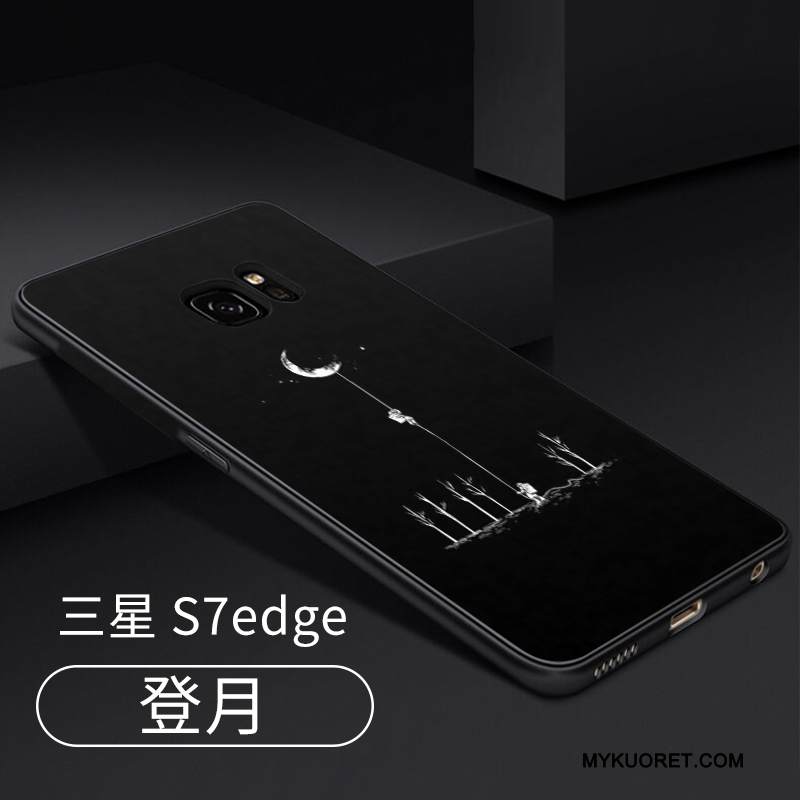 Kuori Samsung Galaxy S7 Edge Tuki Ripustettavat Koristeet Murtumaton, Kotelo Samsung Galaxy S7 Edge Luova Puhelimen Kuoret Musta