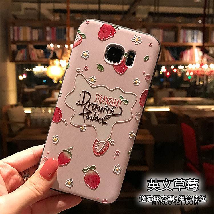 Kuori Samsung Galaxy S7 Kohokuviointi Musta Vaalean, Kotelo Samsung Galaxy S7 Laukut Vihreä Pesty Suede