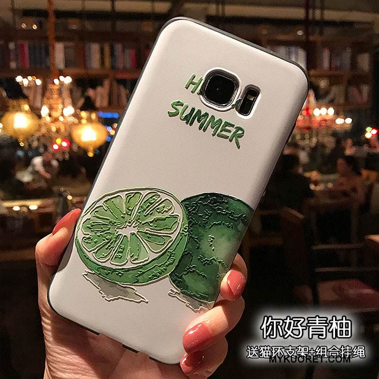 Kuori Samsung Galaxy S7 Kohokuviointi Vihreä Pesty Suede, Kotelo Samsung Galaxy S7 Pehmeä Neste Puhelimen Kuoret Musta