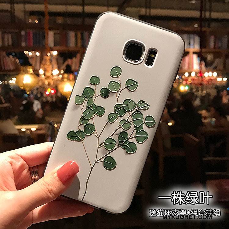 Kuori Samsung Galaxy S7 Kohokuviointi Vihreä Pesty Suede, Kotelo Samsung Galaxy S7 Pehmeä Neste Puhelimen Kuoret Musta