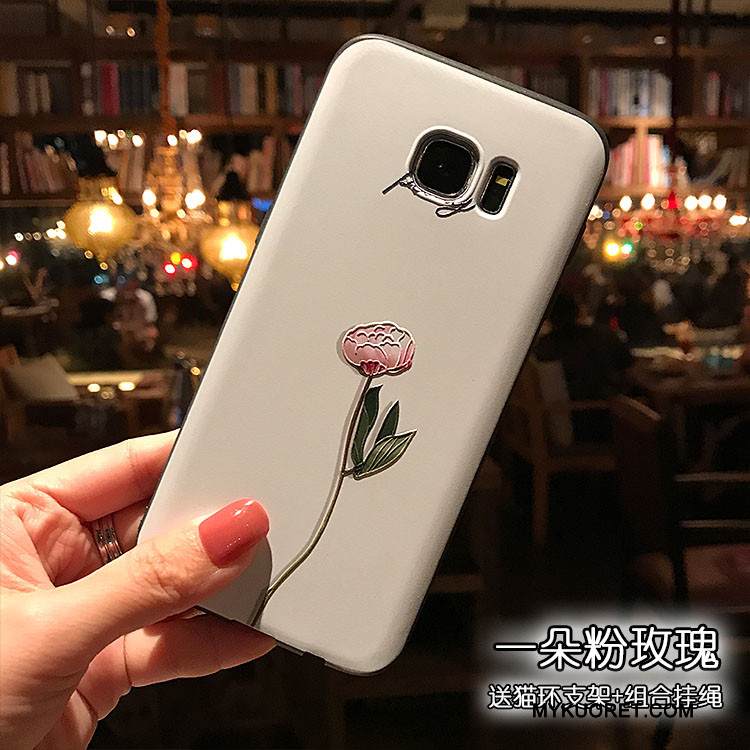 Kuori Samsung Galaxy S7 Kohokuviointi Vihreä Pesty Suede, Kotelo Samsung Galaxy S7 Pehmeä Neste Puhelimen Kuoret Musta