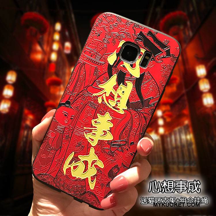 Kuori Samsung Galaxy S7 Laukut Ihana Puhelimen Kuoret, Kotelo Samsung Galaxy S7 Silikoni Ripustettavat Koristeet Punainen