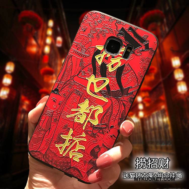 Kuori Samsung Galaxy S7 Laukut Ihana Puhelimen Kuoret, Kotelo Samsung Galaxy S7 Silikoni Ripustettavat Koristeet Punainen