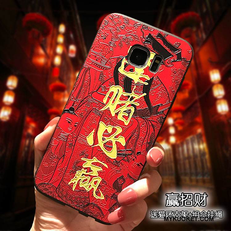 Kuori Samsung Galaxy S7 Laukut Ihana Puhelimen Kuoret, Kotelo Samsung Galaxy S7 Silikoni Ripustettavat Koristeet Punainen