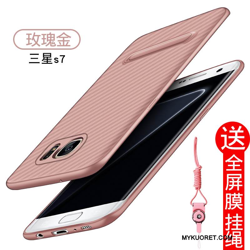 Kuori Samsung Galaxy S7 Laukut Pesty Suede Punainen, Kotelo Samsung Galaxy S7 Suojaus Trendi Puhelimen Kuoret