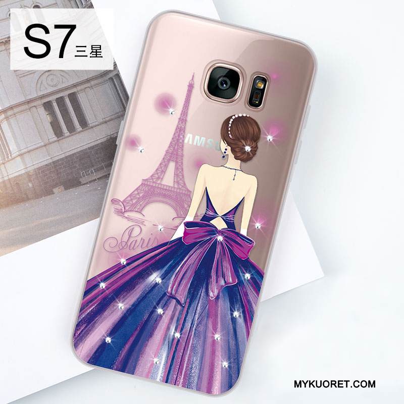 Kuori Samsung Galaxy S7 Laukut Trendi Puhelimen Kuoret, Kotelo Samsung Galaxy S7 Strassi Ihana Punainen