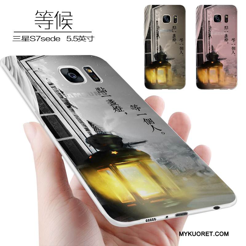 Kuori Samsung Galaxy S7 Luova Persoonallisuus Pesty Suede, Kotelo Samsung Galaxy S7 Silikoni Violetti Trendi