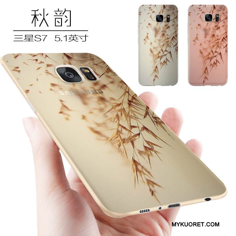 Kuori Samsung Galaxy S7 Luova Persoonallisuus Pesty Suede, Kotelo Samsung Galaxy S7 Silikoni Violetti Trendi