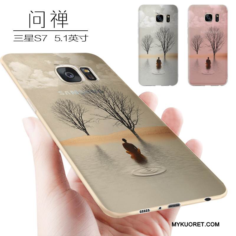 Kuori Samsung Galaxy S7 Luova Persoonallisuus Pesty Suede, Kotelo Samsung Galaxy S7 Silikoni Violetti Trendi