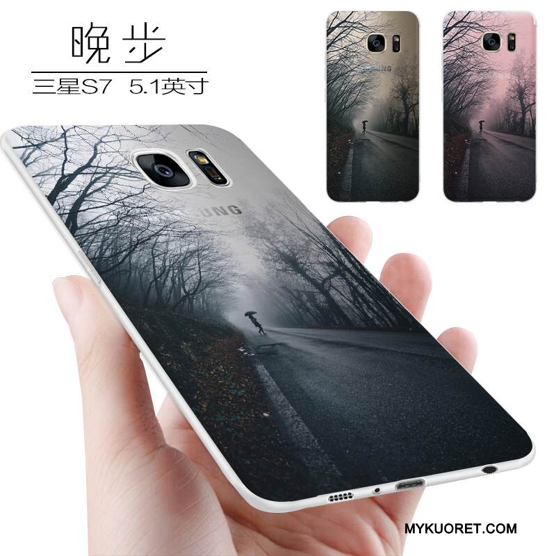 Kuori Samsung Galaxy S7 Luova Persoonallisuus Pesty Suede, Kotelo Samsung Galaxy S7 Silikoni Violetti Trendi