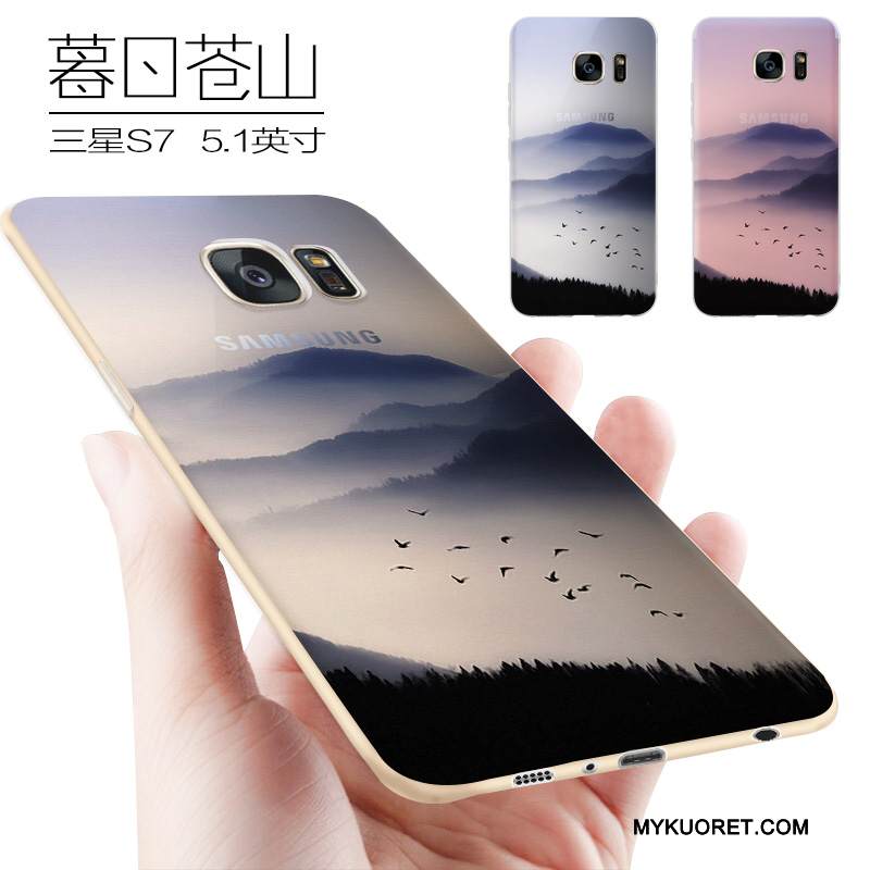 Kuori Samsung Galaxy S7 Luova Persoonallisuus Pesty Suede, Kotelo Samsung Galaxy S7 Silikoni Violetti Trendi