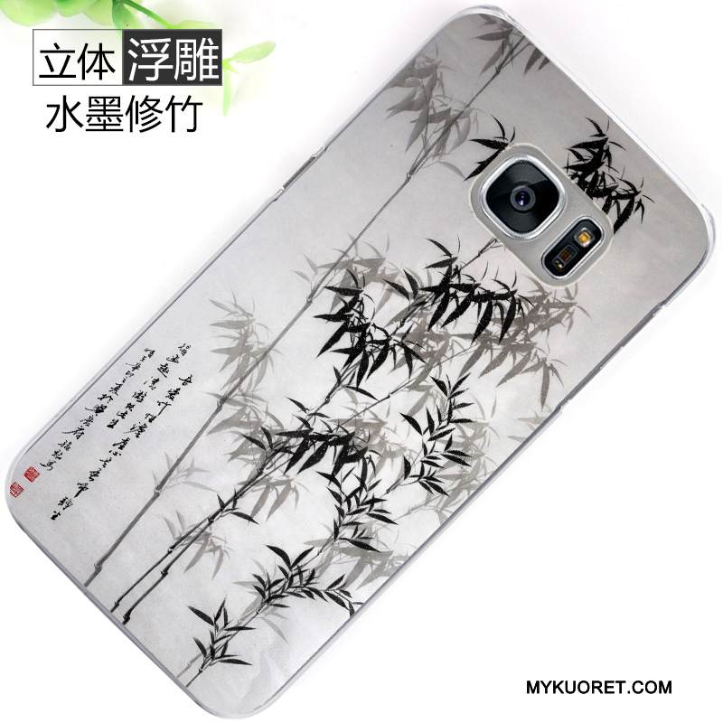 Kuori Samsung Galaxy S7 Maalaus Musta Murtumaton, Kotelo Samsung Galaxy S7 Kohokuviointi